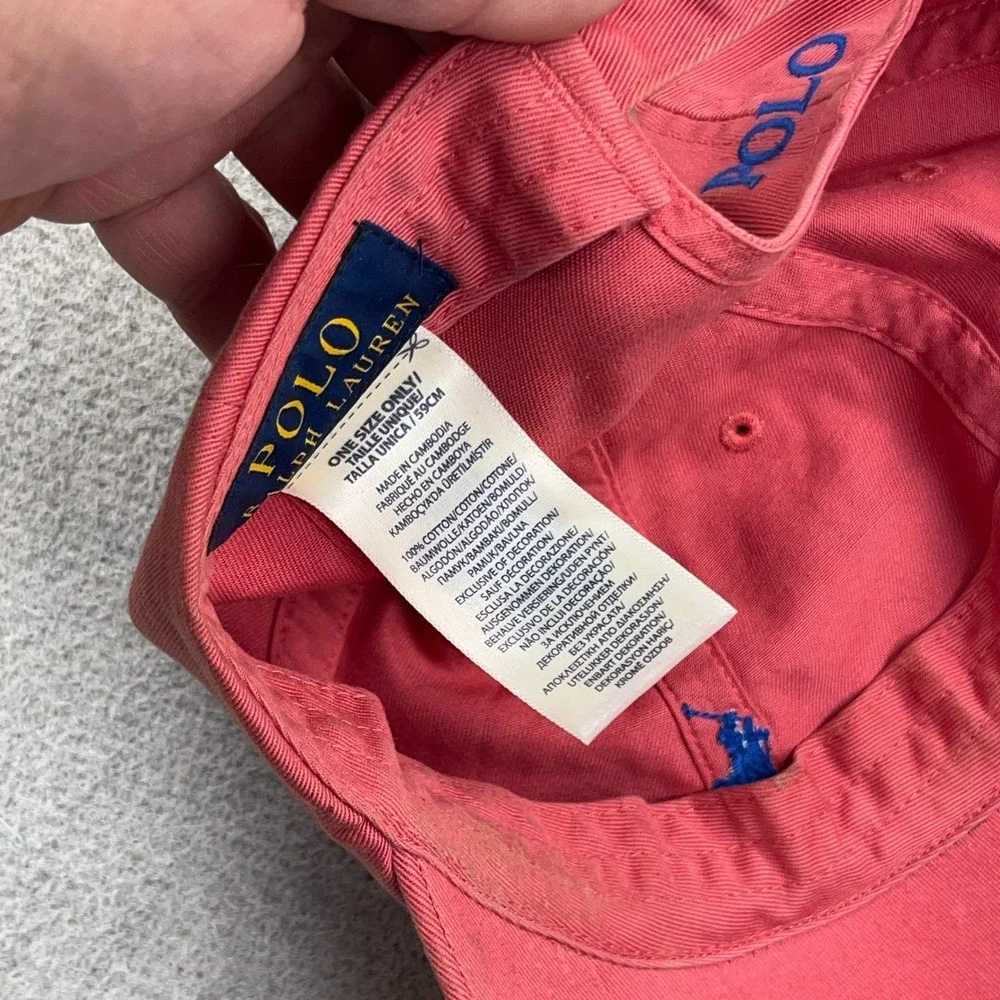 Polo Ralph Lauren Hat Cap Strap Back Pink Blue Pony PRL Dad Twill Adjustable *